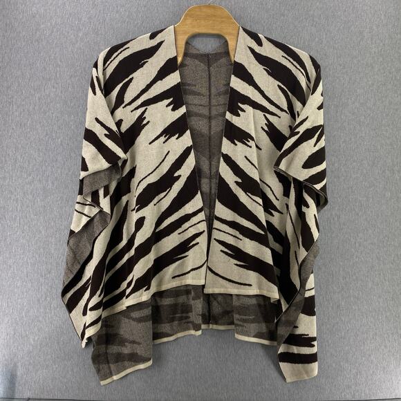 None and/or Unknown Tops - Knit Shawl Poncho Animal Print Brown/Beige No Brand Womens One Size